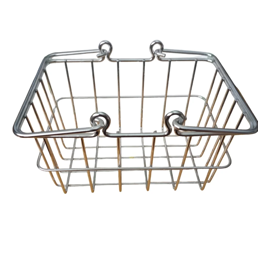 Wire Basket with Handles Silver Tone 9